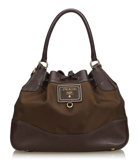 prada mesh drawstring bag|Prada brown leather tote bag.